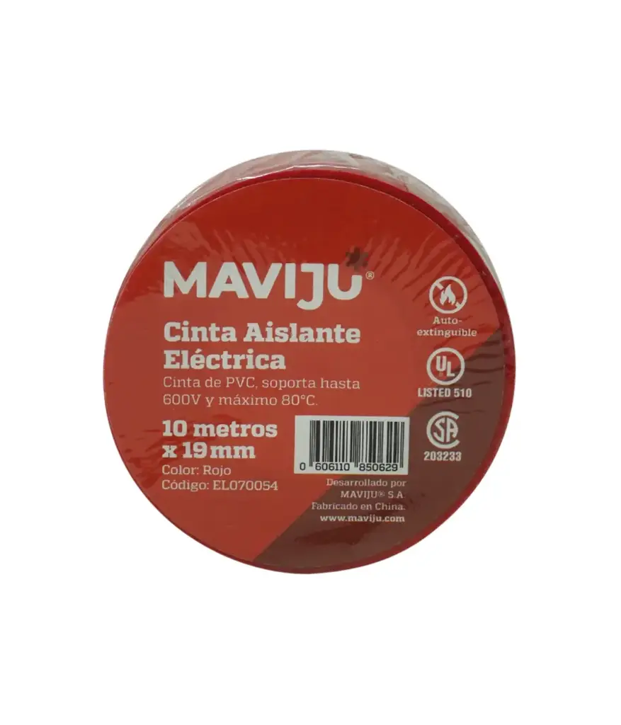 Cinta aislante 10 yds roja MAVIJU