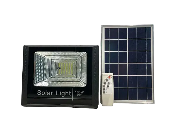 Reflector LED Solar 100w 110V IP67 c/panel 2pzs 6500k ECOLED