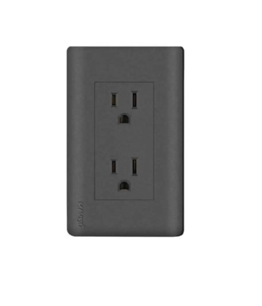Tomacorriente doble pola/empotrar MAVIJU 15A 125V Negro