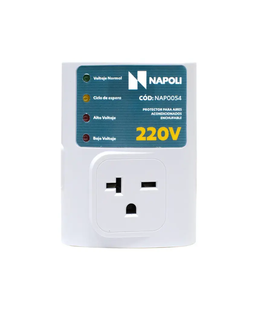 Toma protector voltaje 1serv. 220v Napoli p/aire acondicionado