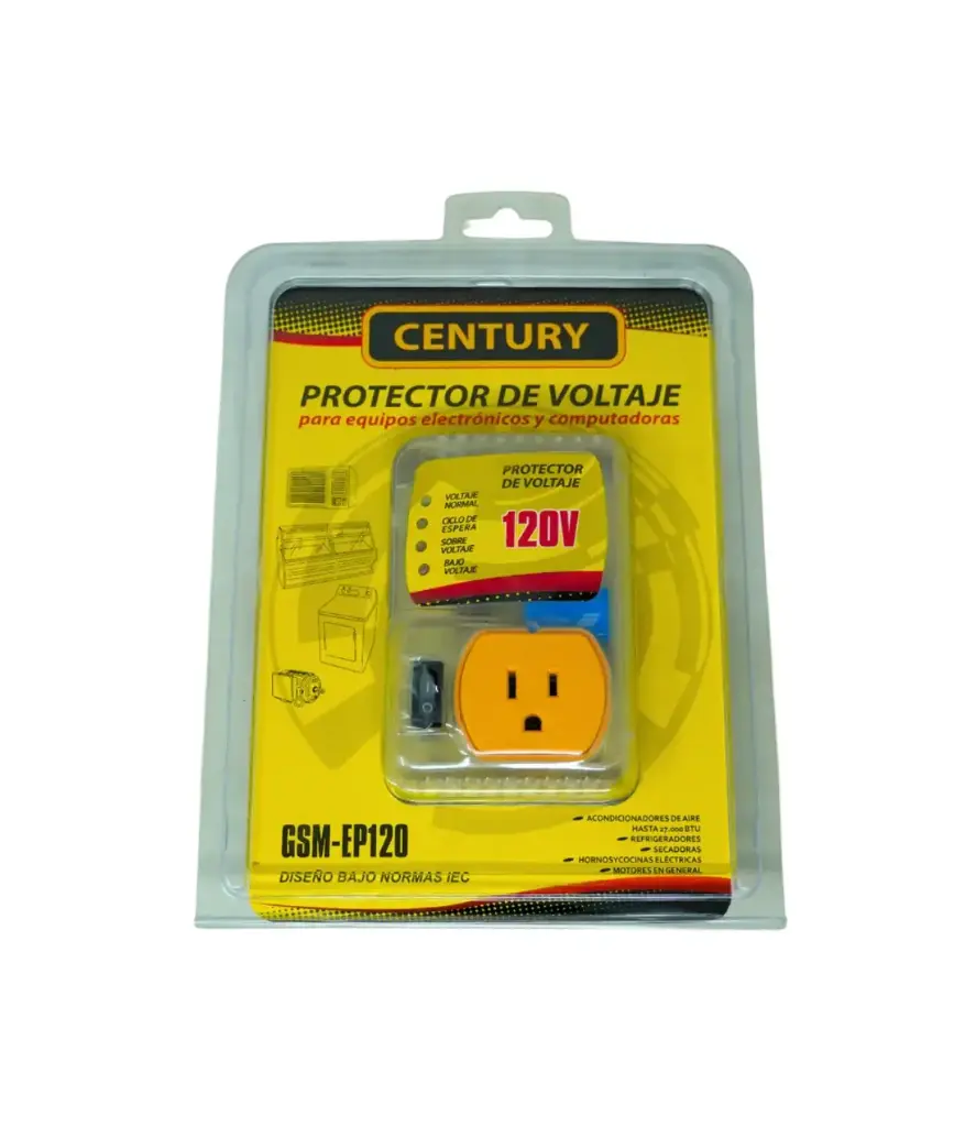 Toma Protector Voltaje 1serv. 120V 20A /GSM-EP120 CENTURY (Aires,refirigeradoras,hornos,etc)