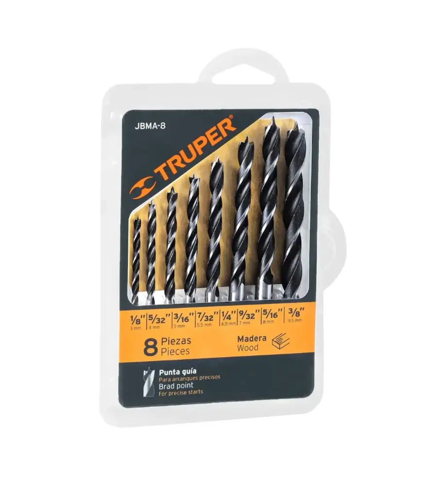 Broca Juego hss (8 pzas) p/madera 1/8" a 3/8" TRUPER (JBMA-8)