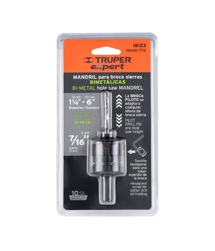 Broca ACOPLE MANDRIL P/SIERR copa 1 1/4 - 6" MORSE 7/16" (MA45PS)