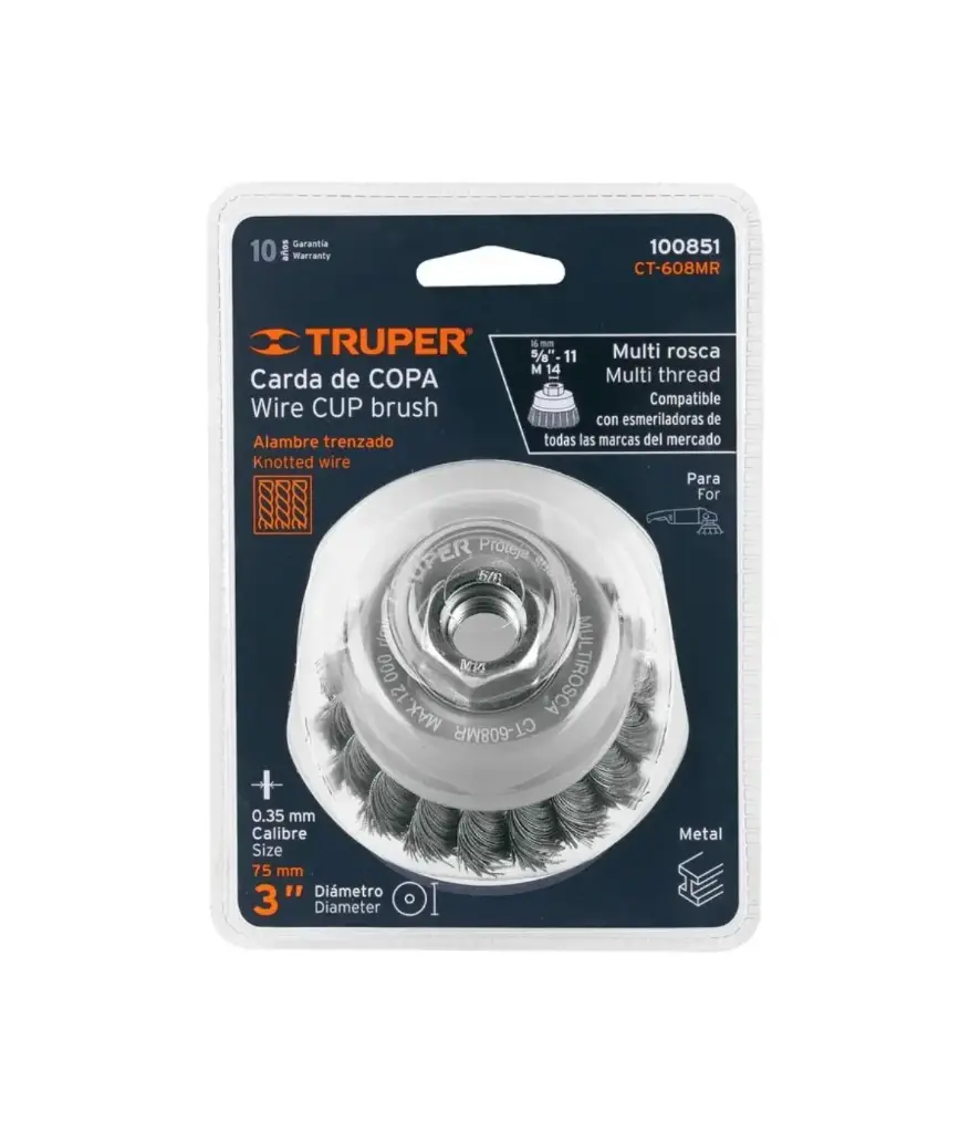 Cepillo circular copa 3 x 5/8 TRUPER trenz (CT-608)