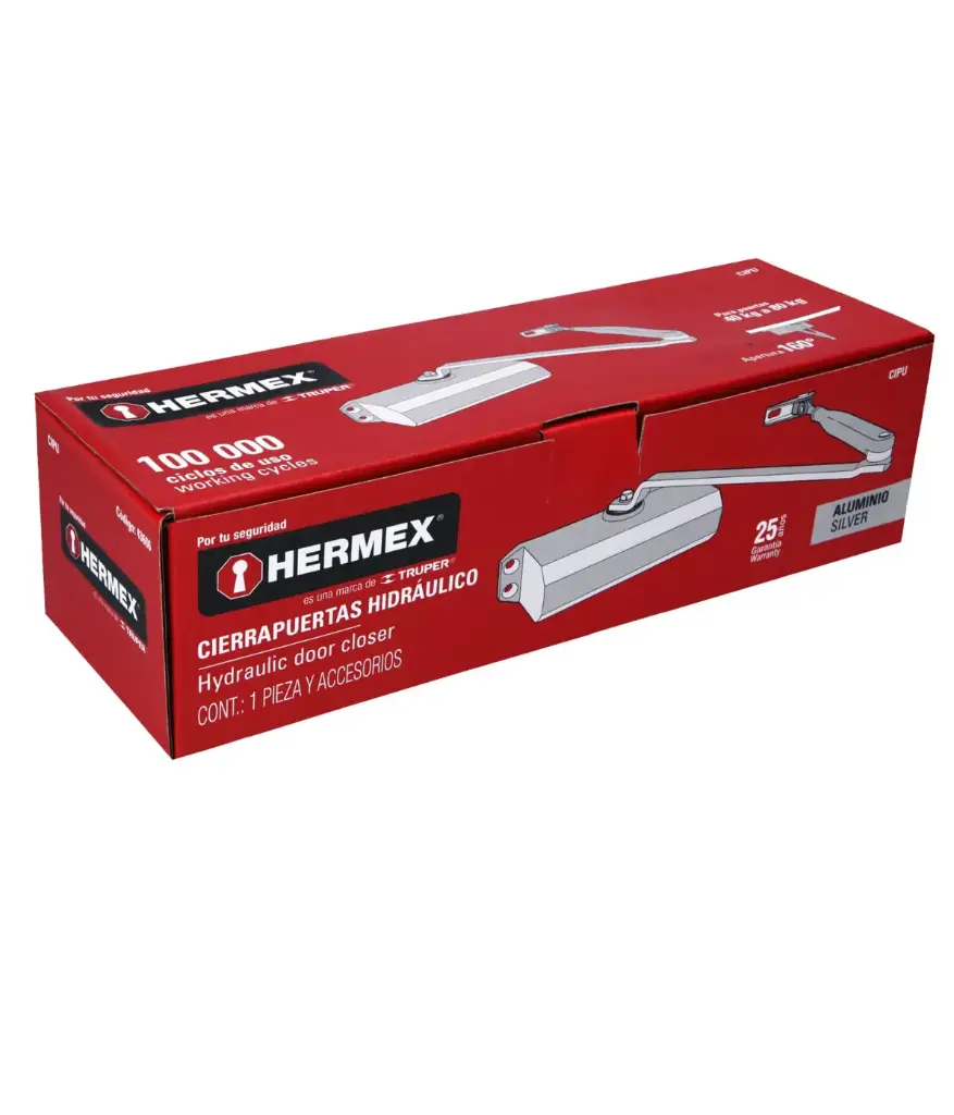 Cierrapuerta HERMEX hidraulico Aluminio 40-80kg (43606)