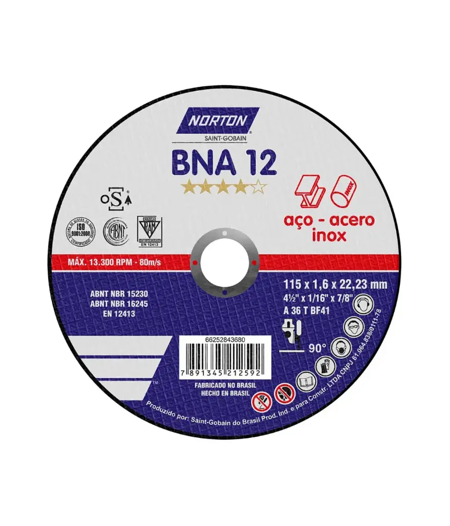 Disco de corte 4 1/2*1/16*7/8 metal/acer-inox NORTON