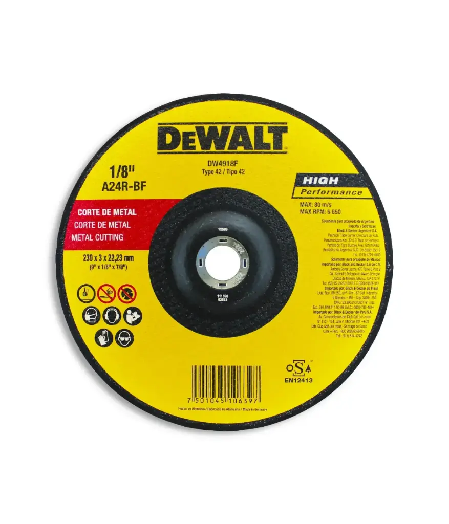 Disco de corte 9*1/8*7/8 metal DW4918F DEWALT