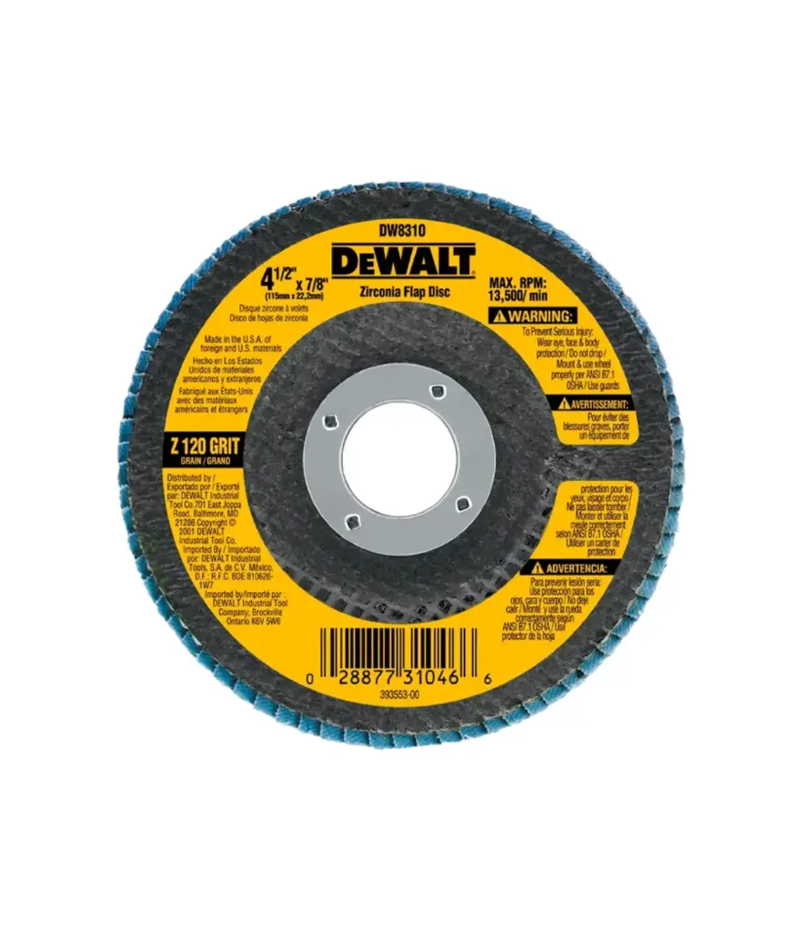 Disco lija FLAP 4 1/2 x 7/8" #120 DEWALT DW-8310