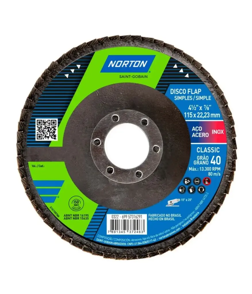 Disco lija FLAP 4 1/2 x 7/8" #40 NORTON