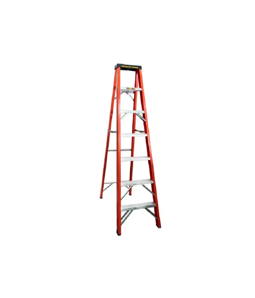 Escalera de tijera de Fibra vidrio 6 escalones 1.80mtr s/bandeja MAVIJU