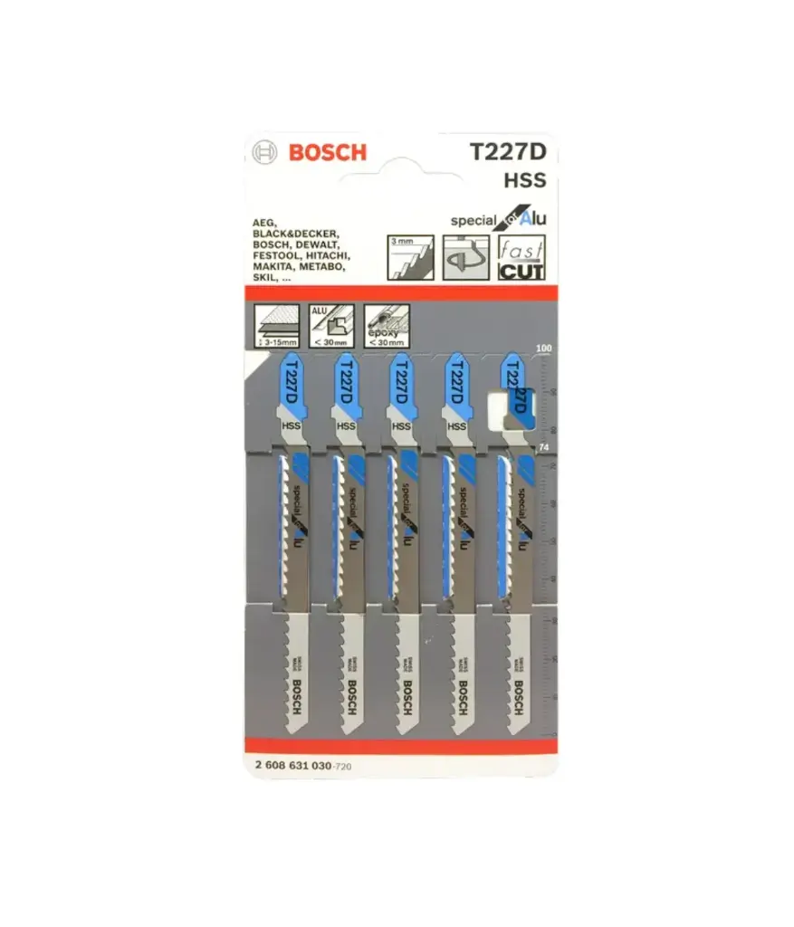 Sierra p/caladora p/aluminio (Jgo 5 unid) T227D HSS BOSCH