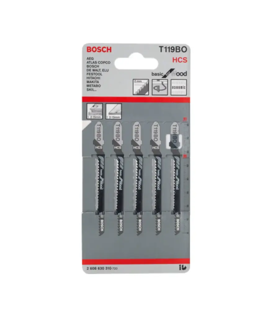 Sierra p/caladora p/madera (Jgo 5 unid) T119BO HCS BOSCH
