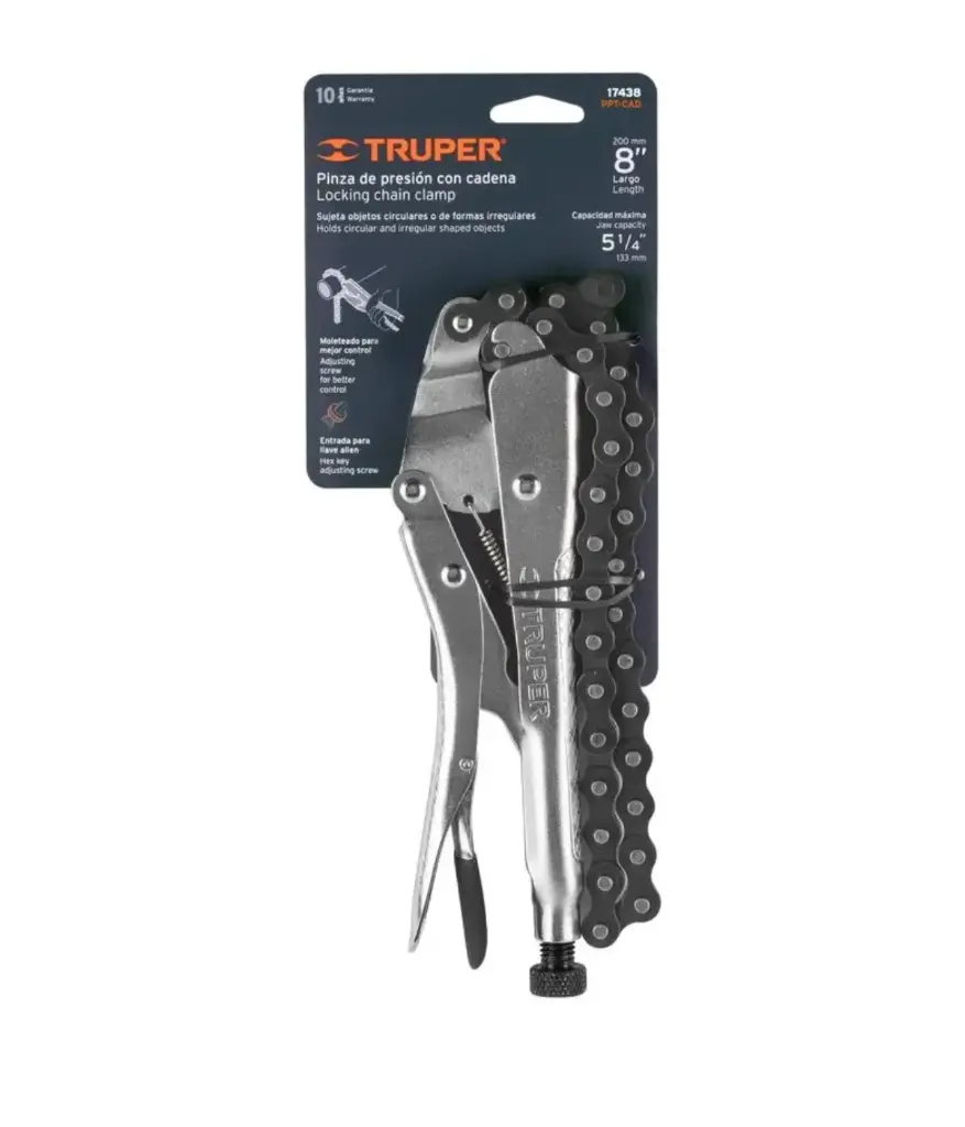 PLAYO DE PRESION 8" C/CADENA C/MAX. 5 1/4" (PPT-CAD)TRUPER