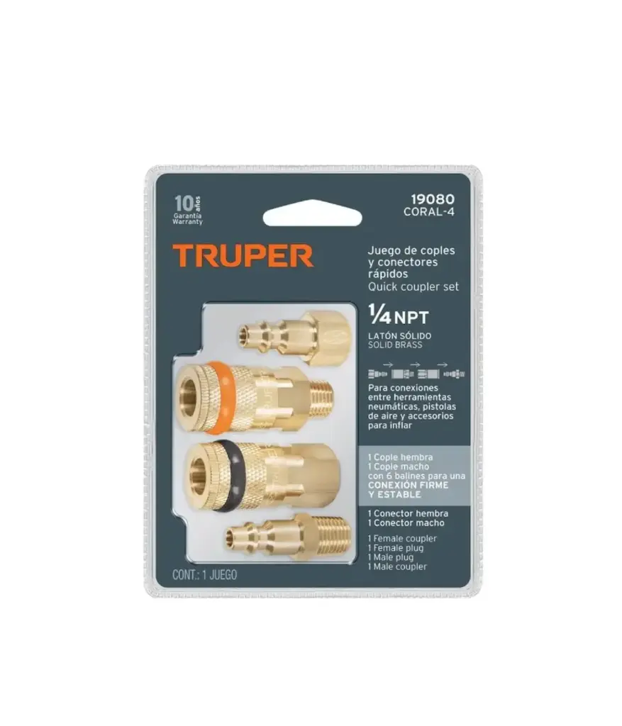 Acople p/compresor 1/4" 5pcs TRUPER (CORAL-5)