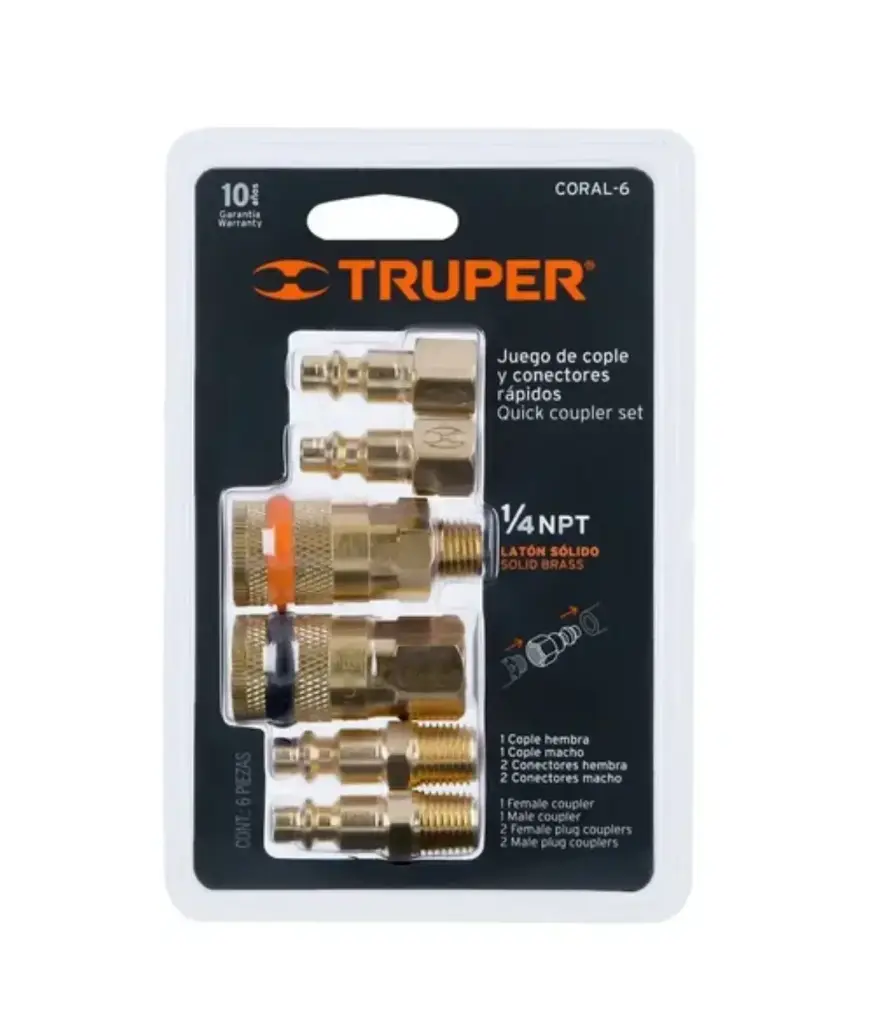 Acople p/compresor 1/4" 6pcs TRUPER