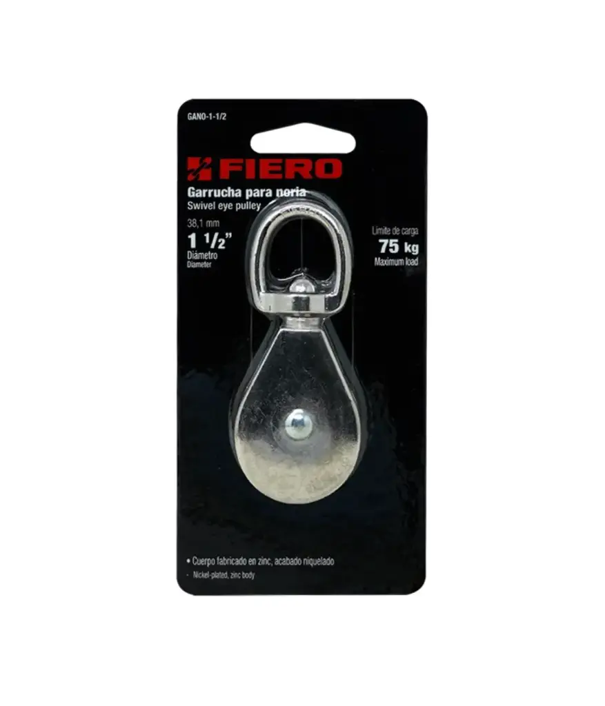 Polea c/ojo 1 rueda niquelada 1 1/2" FIERO