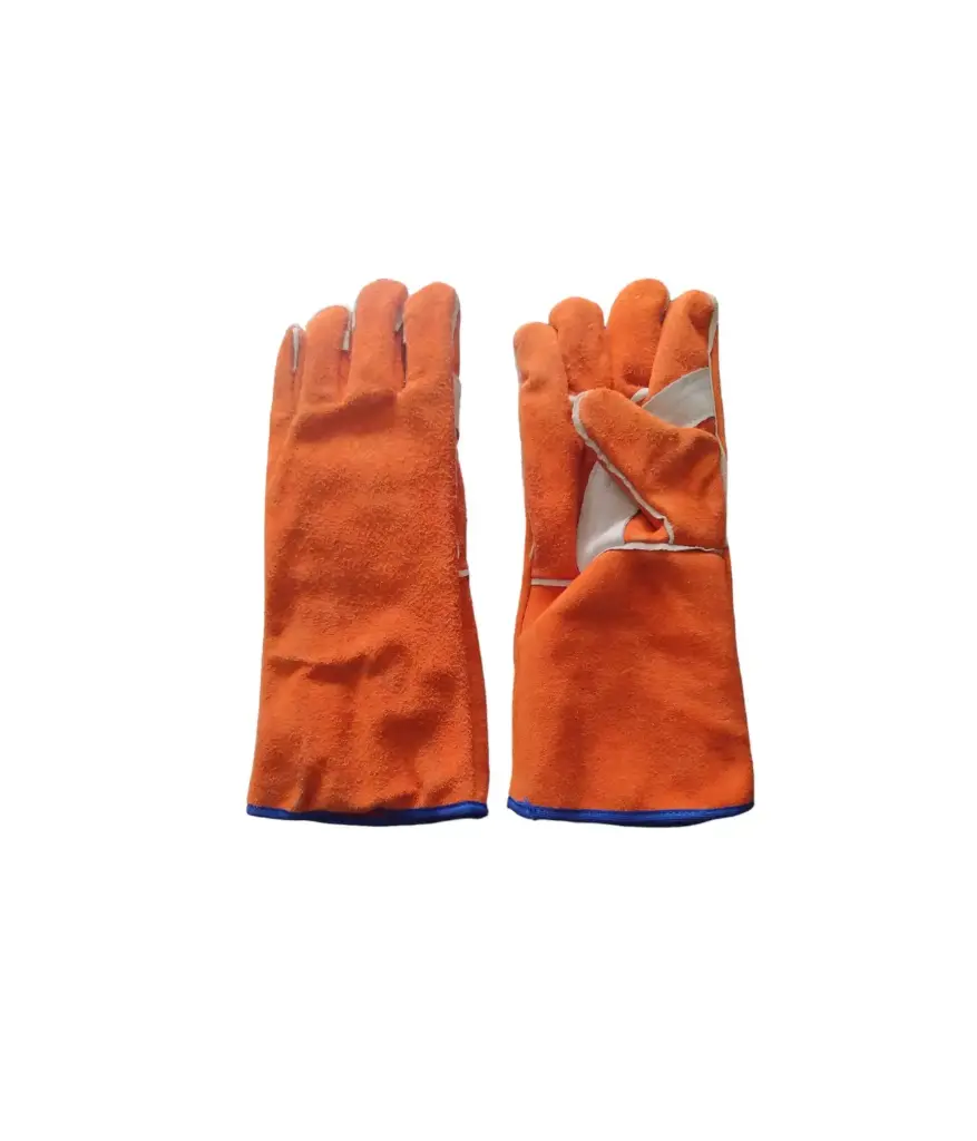 Guantes de cuero 14" para soldar naranja/azul API
