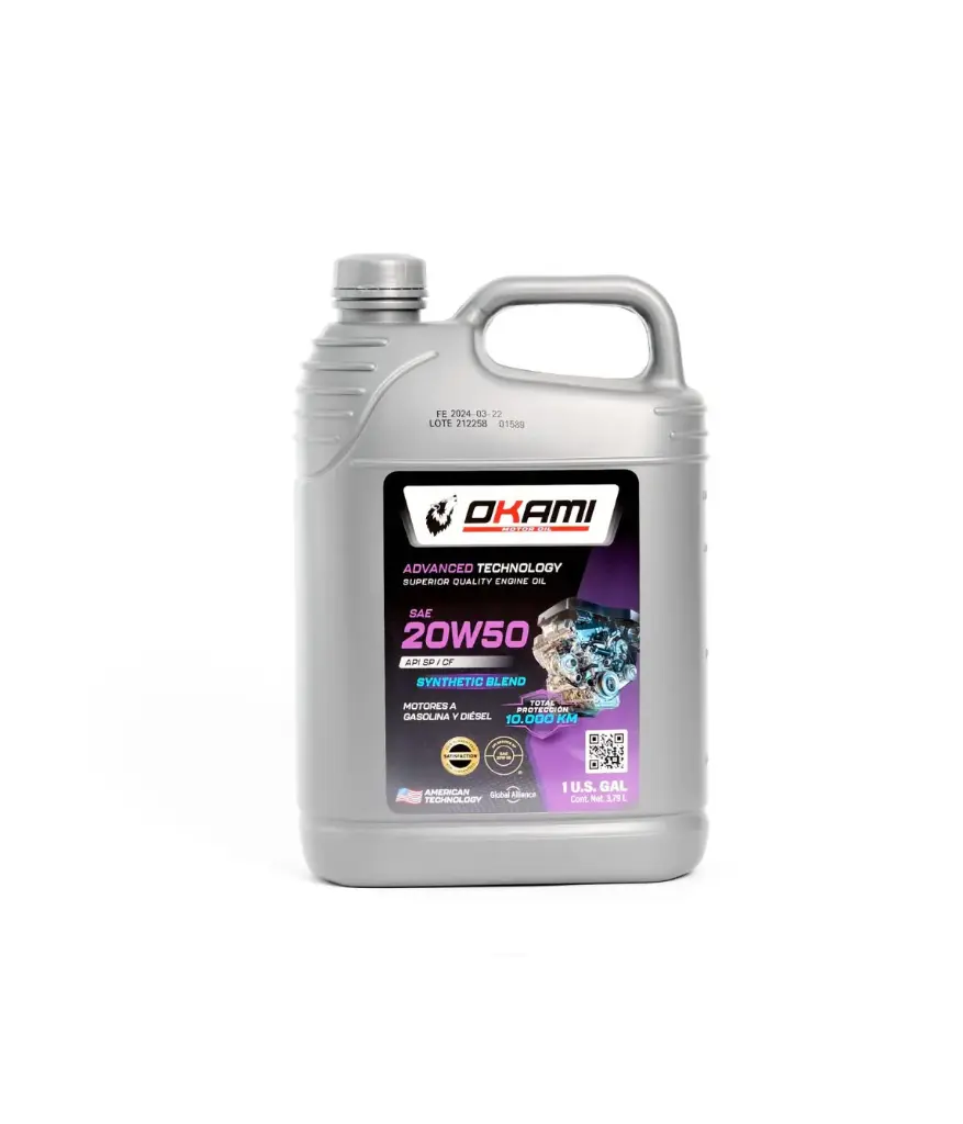 Lubricante Semi-syntetico SAE 20W50 OKAMI/FORCELUBE a Gasolina (Galon)