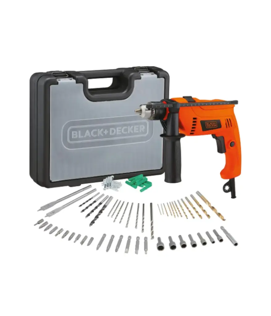 Taladro 1/2 Black & Decker Percut. 650w 2800rpm + Kit (HD650KIT-B3)