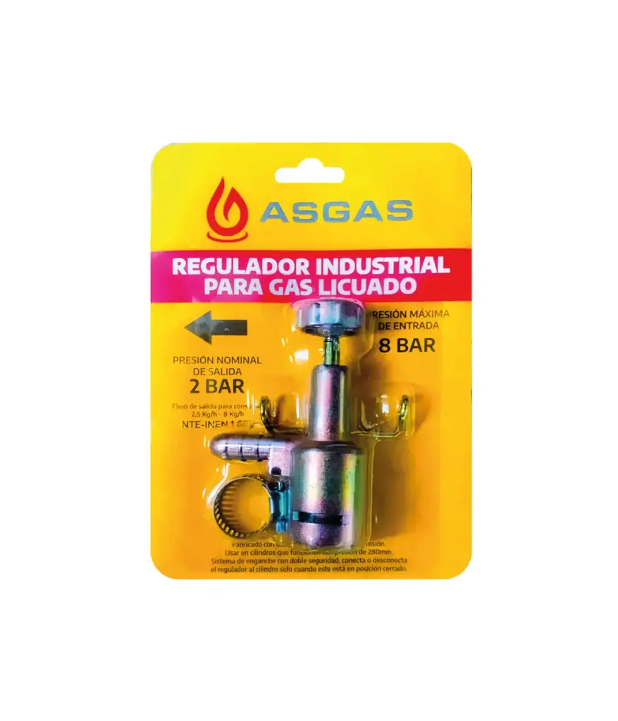 Valvula para gas industrial T/Tornillo Reg. ASGAS