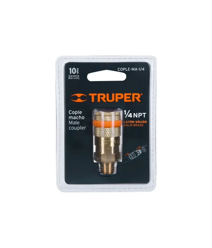 Acople rapido macho Bronce 1/4 NPT TRUPER (COPLE-MA-1/4)
