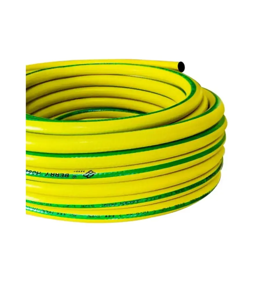 Manguera p/jardin 1/2" MIMOSA amarillo/raya verde (metro) /rollo 50 metro