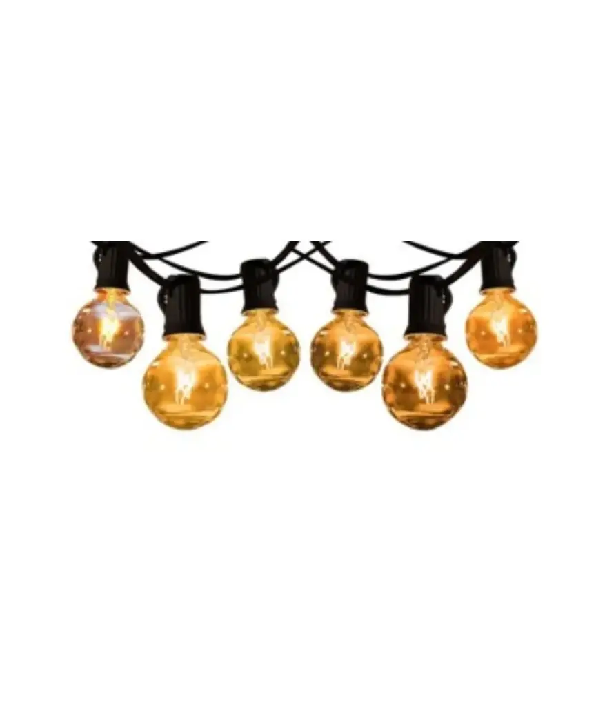 Extension 5mt c/portaboquillas 20pcs E12 c/foco luz calida MAVIJU cable/Negro