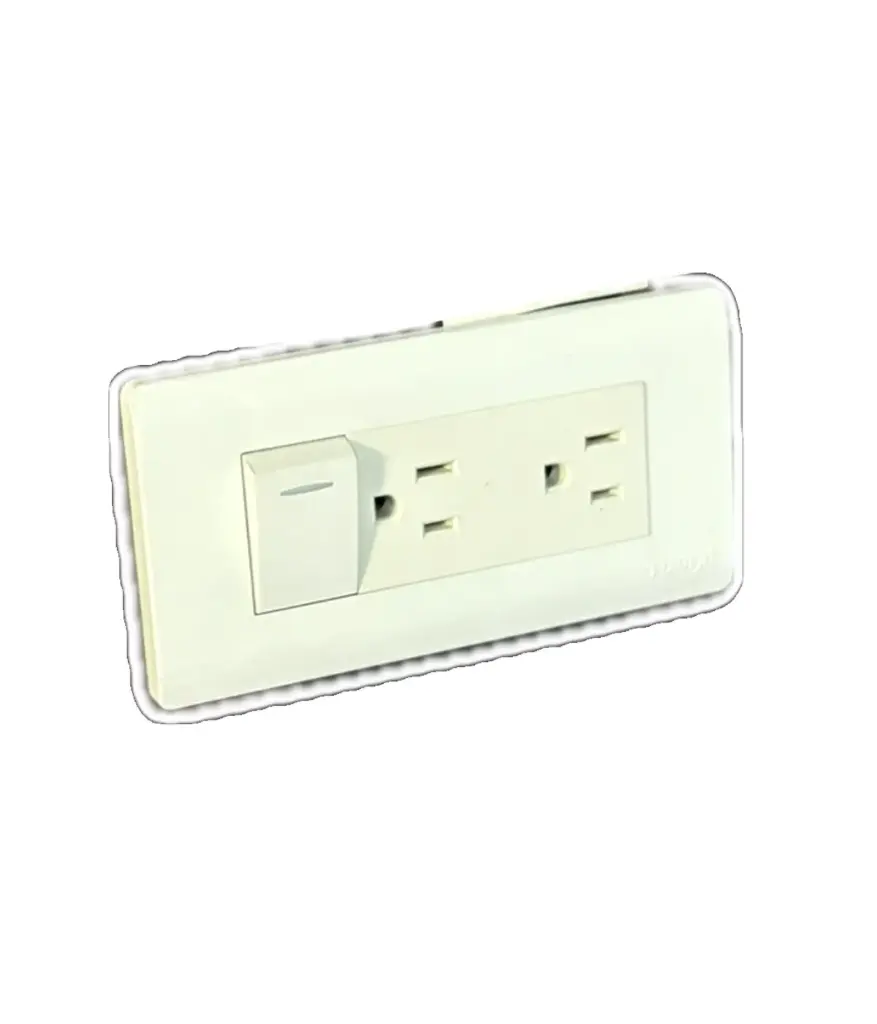 Interruptor toma mixto (1int+2toma) Polifuncional p/empotrar MAVIJU Blanco