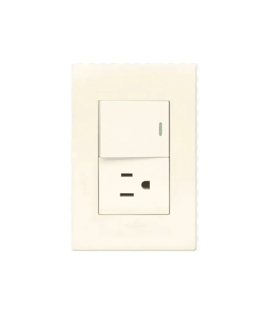 Interruptor toma polarizado-mixto MAVIJU Champagne 15A 125V Optimus p/empotrar