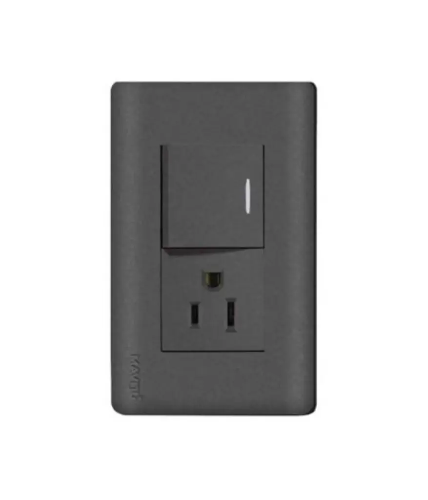 Interruptor toma polarizado-mixto MAVIJU Negro 15a 125/250v p/empotrar (EL080096)