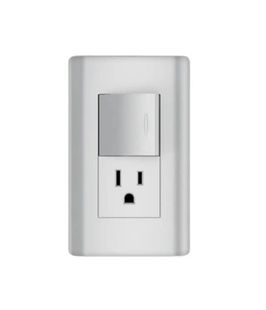 Interruptor toma polarizado-mixto MAVIJU Plateado 15a 125/250v p/empotrar (EL080071)