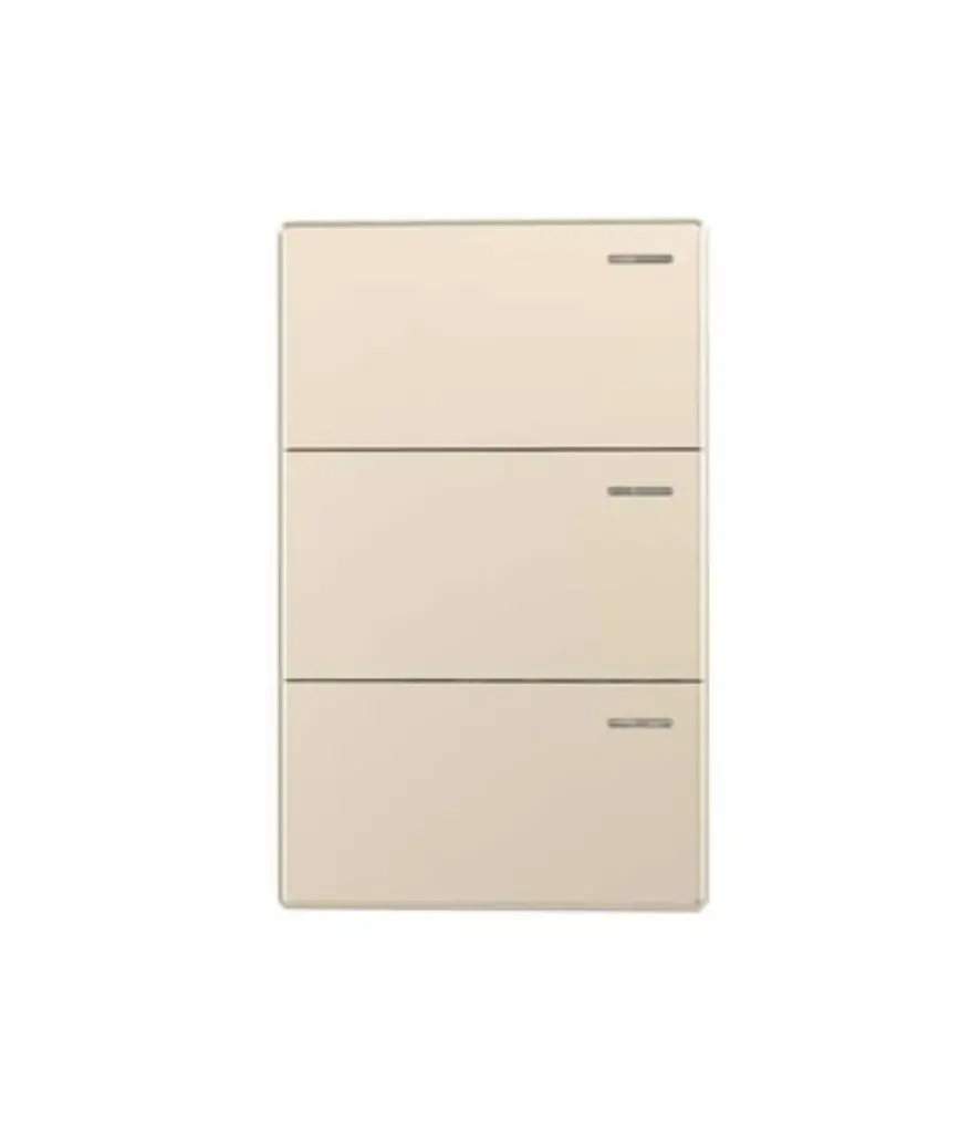 Interruptor triple conmutador p/empotrar MAVIJU Champagne Optimus 10a 125/250v