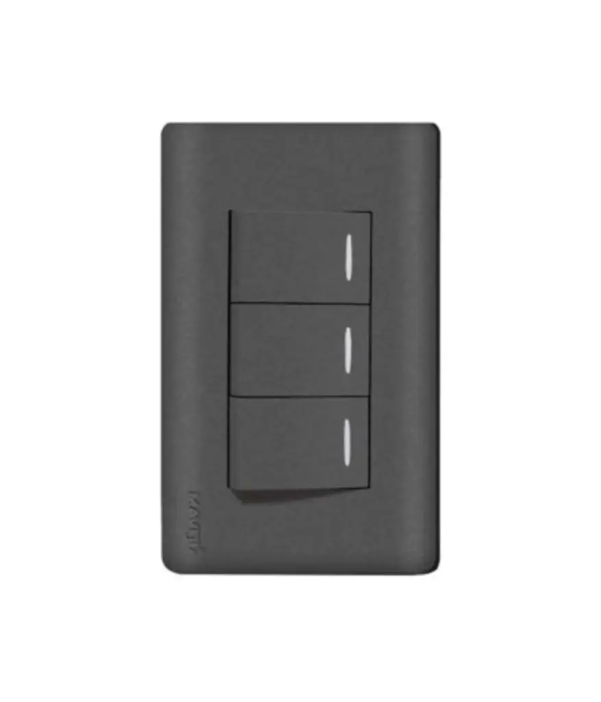 Interruptor triple conmutador p/empotrar MAVIJU Negro 10A 125/250V