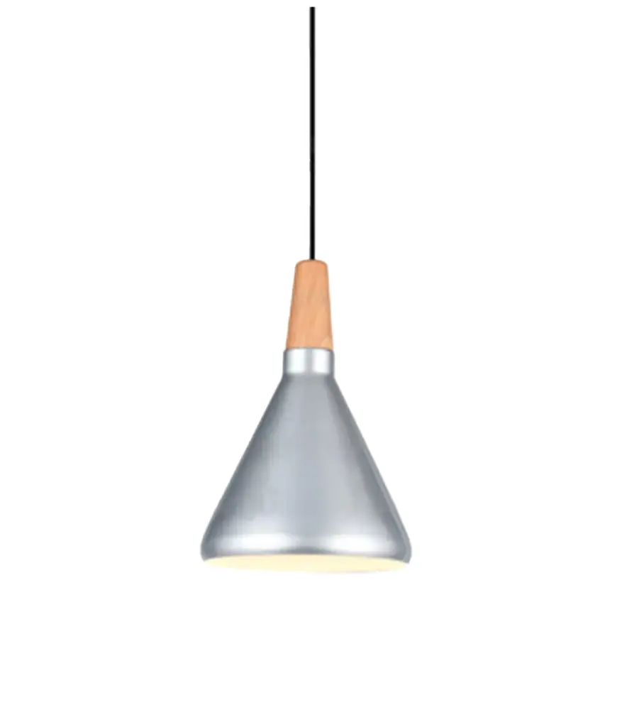 Lampara Colgante Decorat. 1L E27 110V Metal Cono Gris MAVIJU s/foco