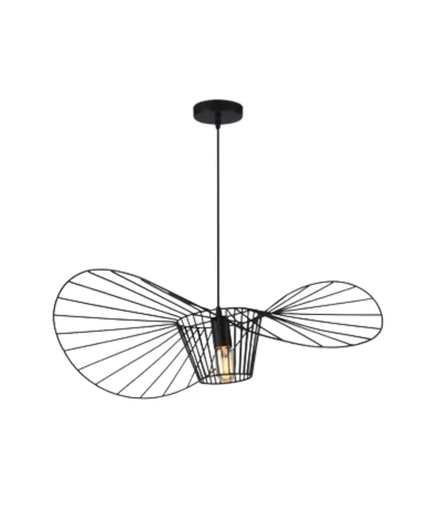 Lampara Colgante Decorat. 1L E27 110V Metal Sombrero Varilla Medium Negro MAVIJU s/foco