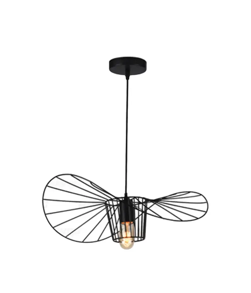 Lampara Colgante Decorat. 1L E27 110V Metal Sombrero Varilla Small Negro MAVIJU s/foco