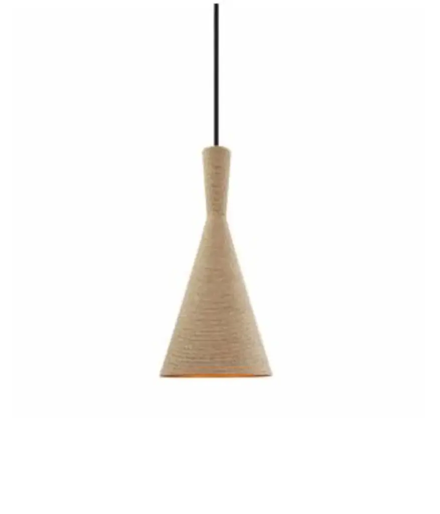 Lampara Colgante Decorat. 1L E27 110V Metal/Cuerda Campana Beige MAVIJU s/foco