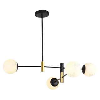 Lampara Colgante Decorat. 4L G9 110V Metal/Vidrio Vertical Negro/Dorado MAVIJU s/foco