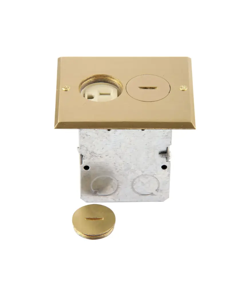 Tomacorriente d/piso + placa bronce cooper 5797FBA
