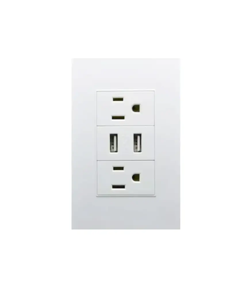 Tomacorriente doble + 2 entrada (USB 2.1A) 110V 15A VOLTECK (MULTIToma)