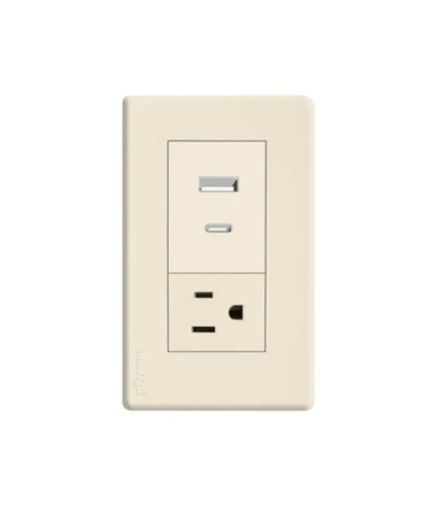Tomacorriente polar/simple + 2 USB p/empotrar Marfil MAVIJU