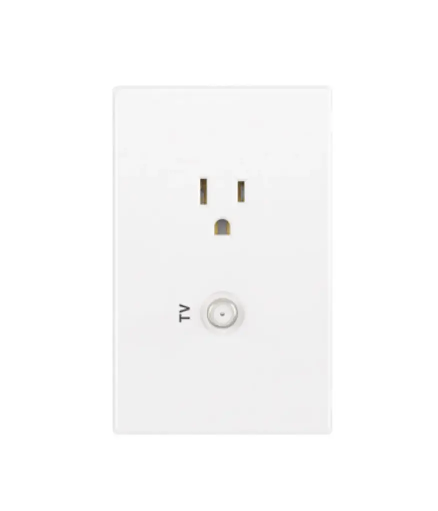 Tomacorriente polar/simple + TV coaxial p/empotrar Blanco MAVIJU