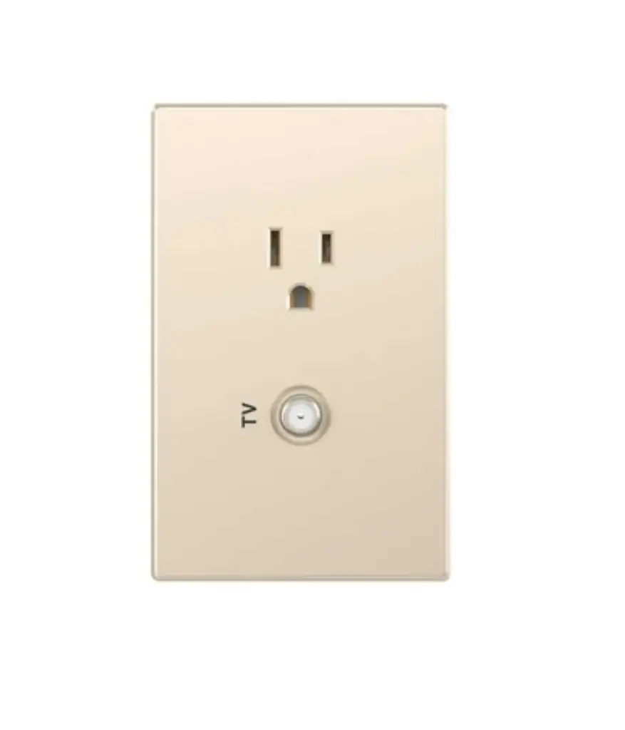 Tomacorriente polar/simple + TV coaxial p/empotrar Champagne Optimus MAVIJU