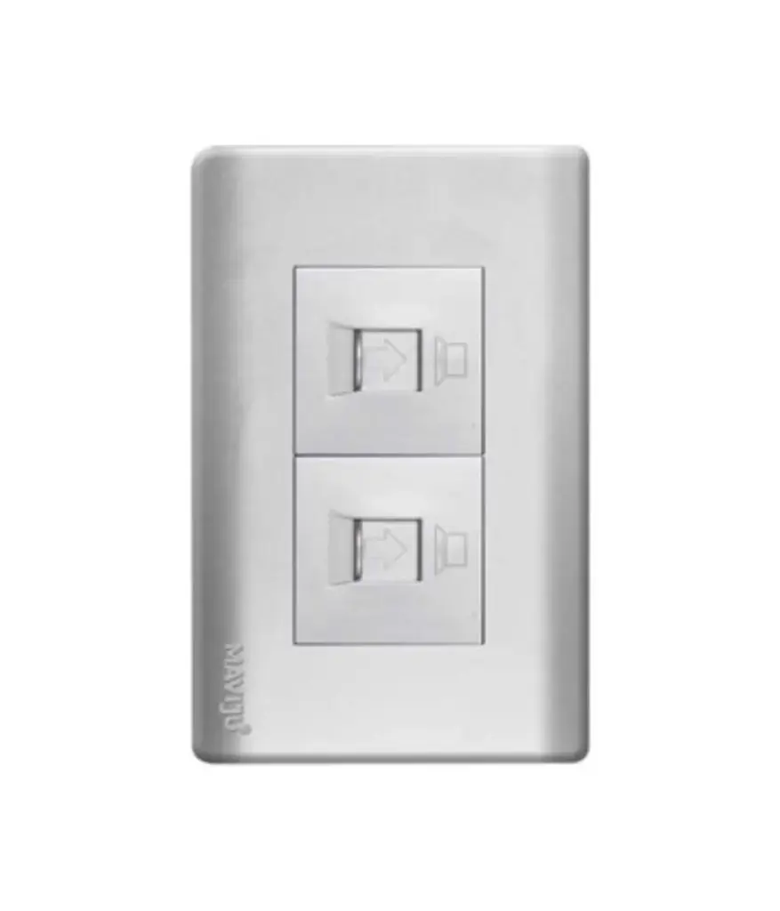 Toma p/Datos RJ45 (2serv) p/empotrar Plateado MAVIJU CAT6