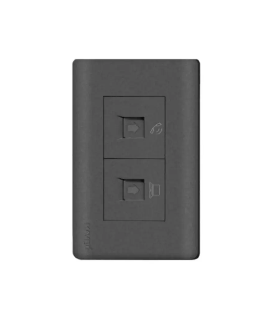 Toma p/Datos RJ45 + Telefono RJ14 p/empotrar Negro MAVIJU CAT6