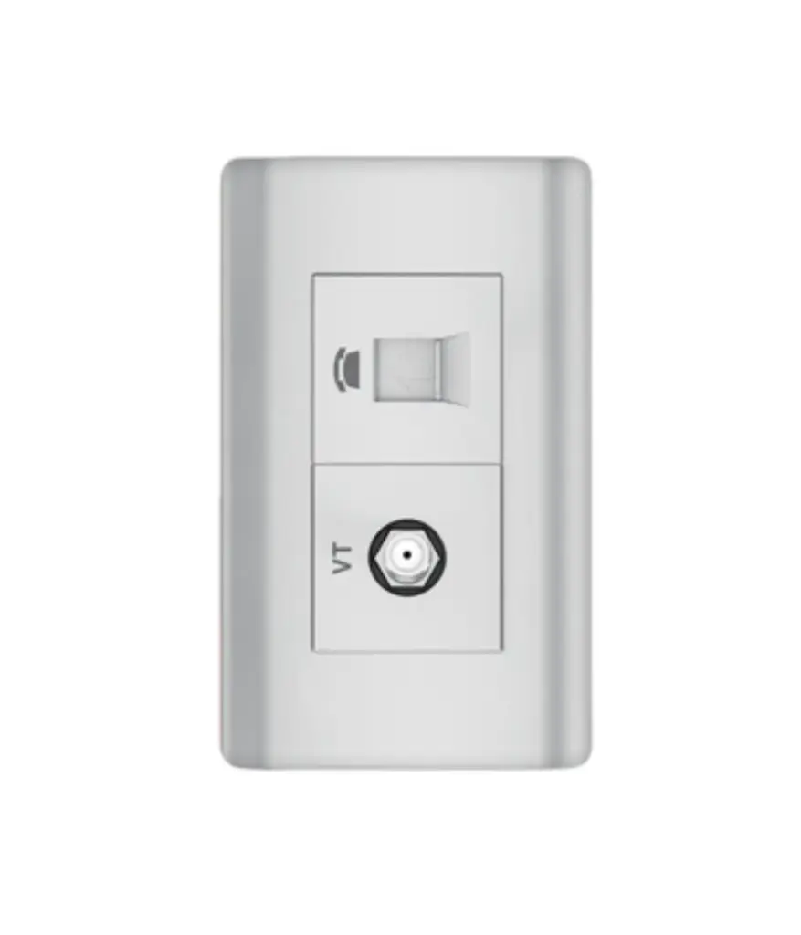 Toma p/Telefono RJ11 + TV coaxial p/empotrar Plateado MAVIJU