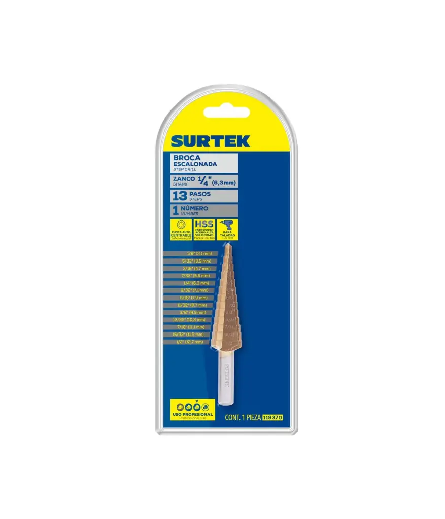 Broca escalonada #1 1/8 A 1/2" SURTEK 119370