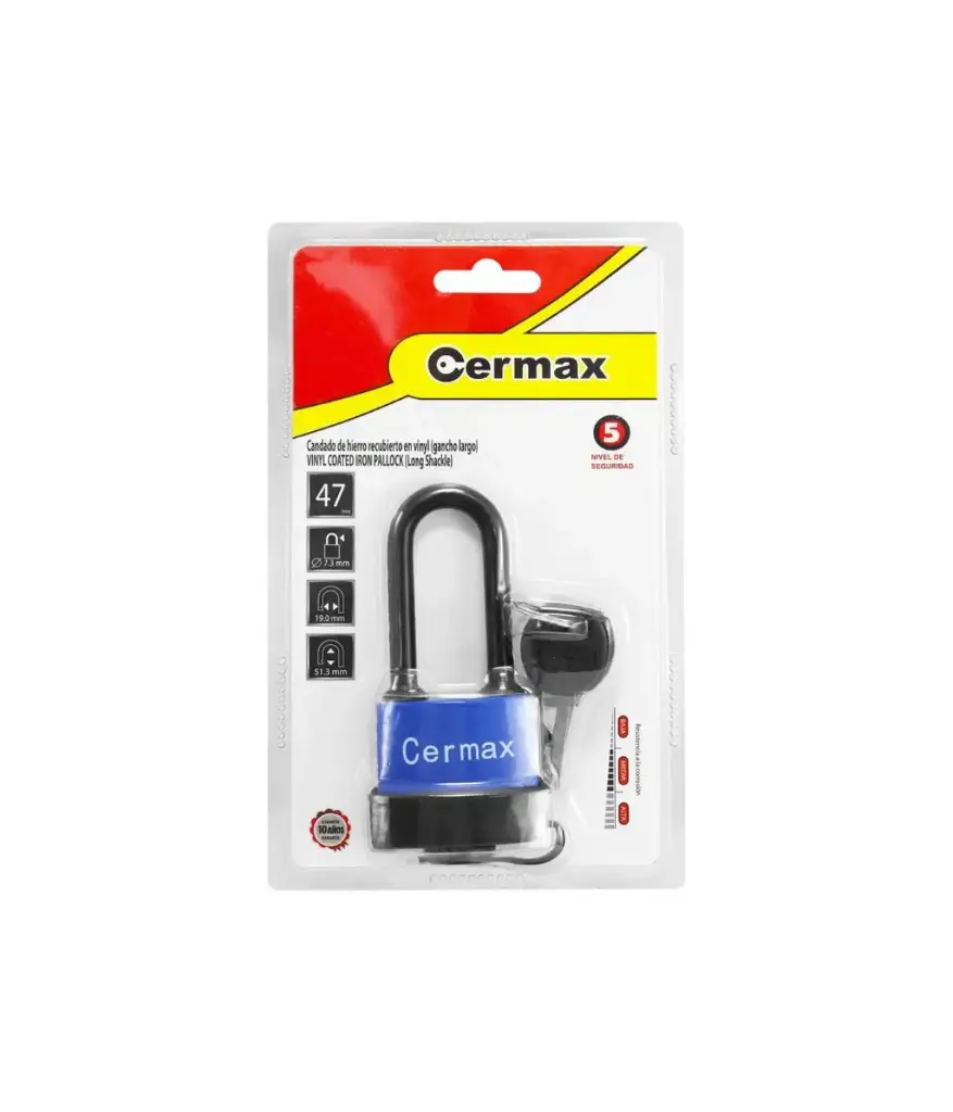 Candado 47MM hierro recubierto Vinyl g/largo CERMAX 5745L