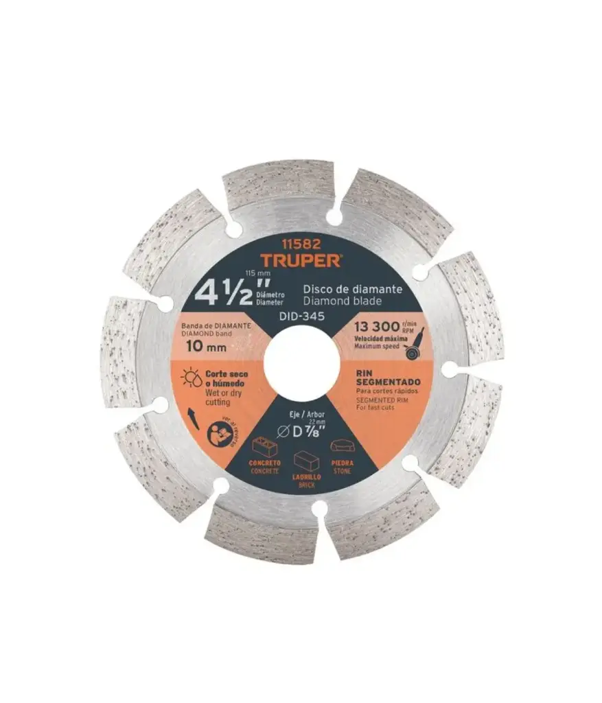 Disco de diamante 4 1/2*7/8 segmentado TRUPER DDT-829D
