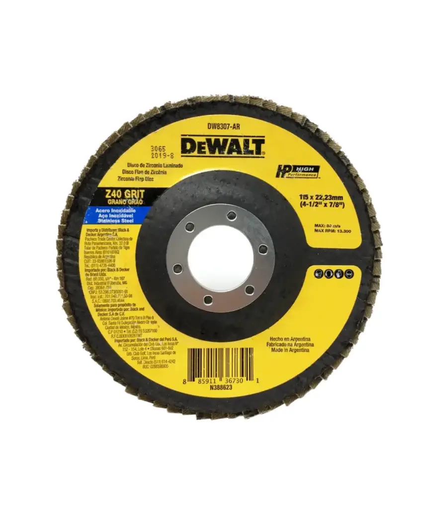 Disco lija FLAP 4 1/2 x 7/8" #40 DEWALT (DW8307)